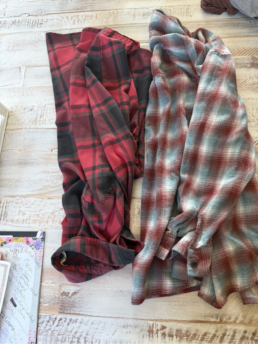 Bundle! Red & black and teal & maroon flannels